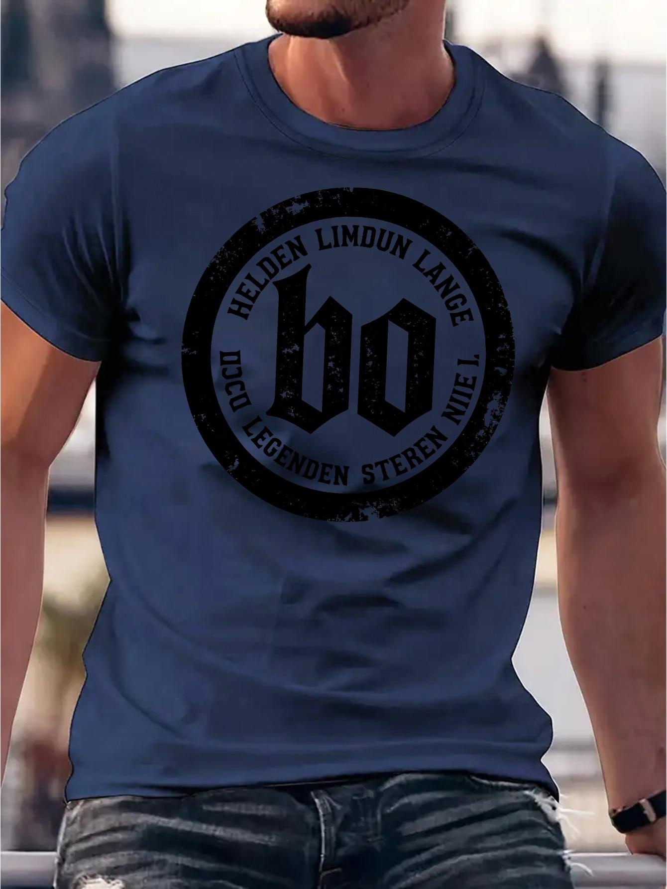 lie Heavyweight Graphic T-shirt - Navy Blue Cotton Blend Tee with Bold Typography XXXXL