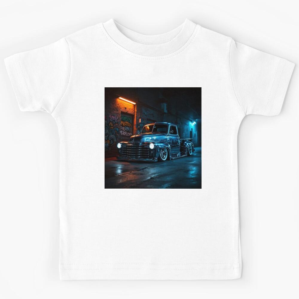 Street Dreams: Lowrider Pickup at Night Kids T-Shirt 150