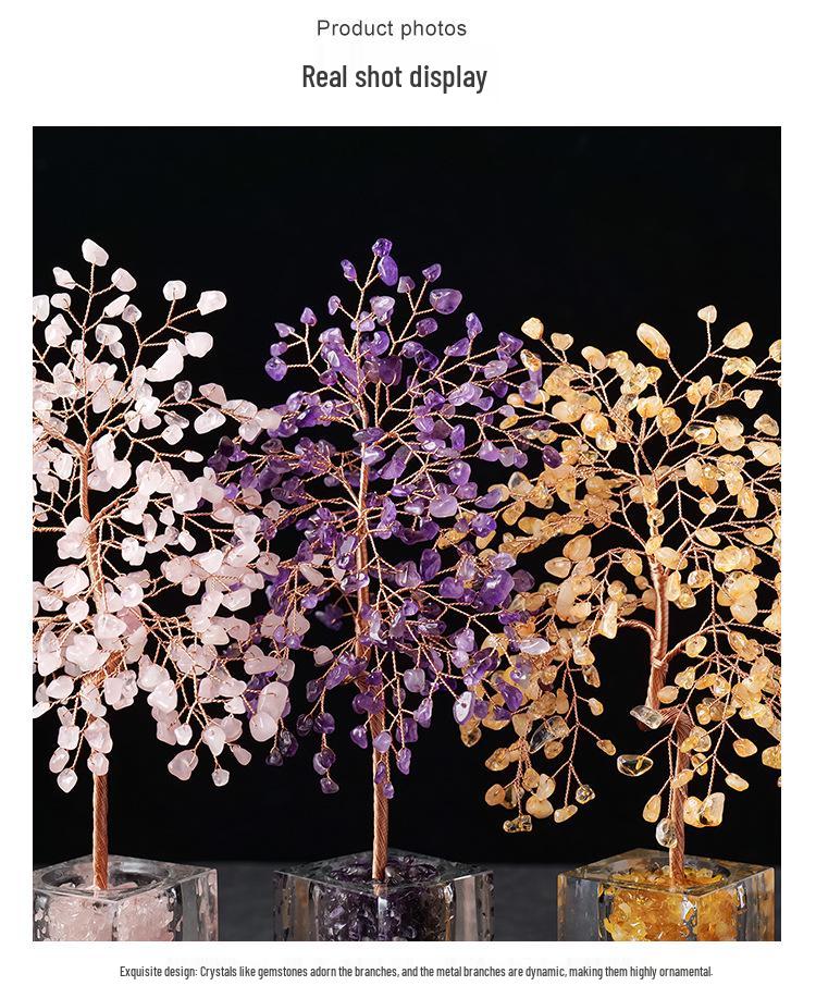 Natural Crystal Money Tree of Life Feng Shui Ornament - Ideal Housewarming Gift