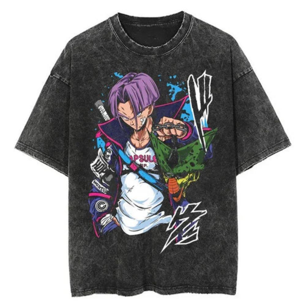 Vintage Washed Dragon Ball Anime T-shirt Man Women Short Sleeve Tee Streetwear Loose Casual Top Summer