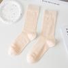 Female Summer Thin Vertical Bar Hollow Solid Color In The Tall Tube Pile Pile Cotton Socks