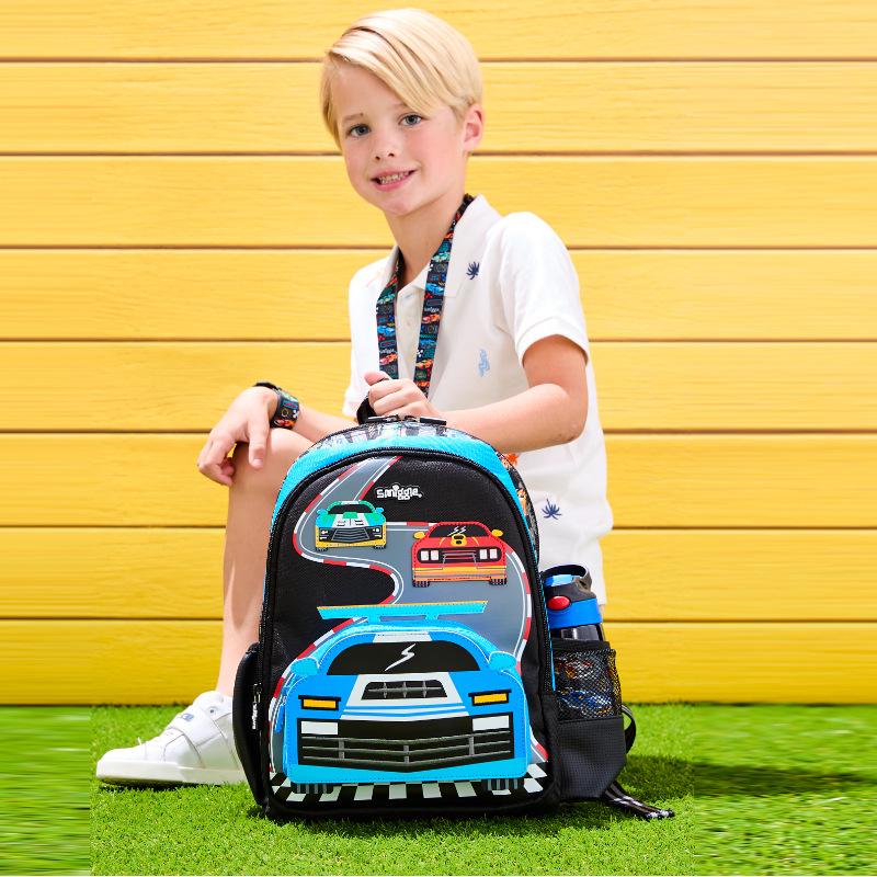 Smiggle Cartoon Backpack for Primary Students with Name Card & Trolley