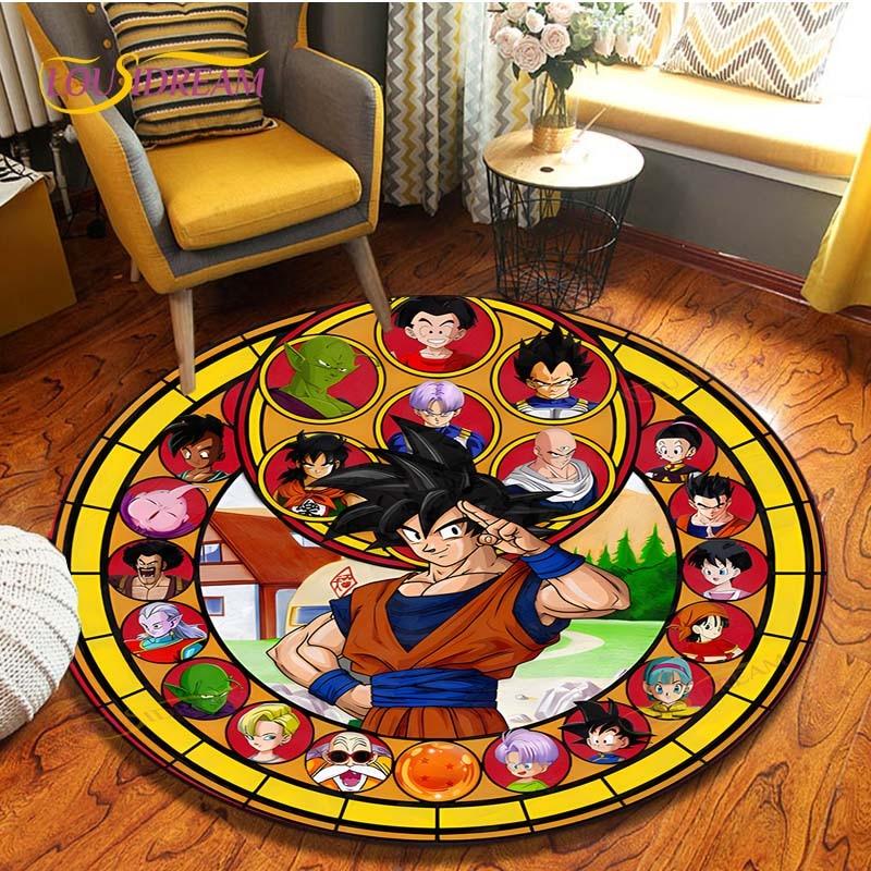 Anime Dragon Ball Goku Round Carpet  Living Room Non-slip Chair 3d Carpet Home Decor Tapis Salon Rugs Mats