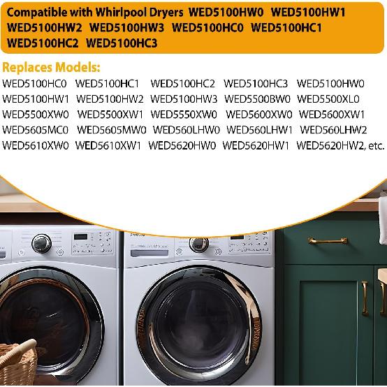 Dryer Heating Element Kit by SupHomie - Compatible with Whirlpool Dryers WED5100HW0 WED5100HW1 WED5100HW2 WED5100HW3 WED5100HC0 WED5100HC1 WED5100HC2