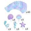 80Pcs Mermaid Cupcake Wrappers and Toppers Double Side Cupcake Liner Cupcake Decorations for Birthday Baby Shower Wedding
