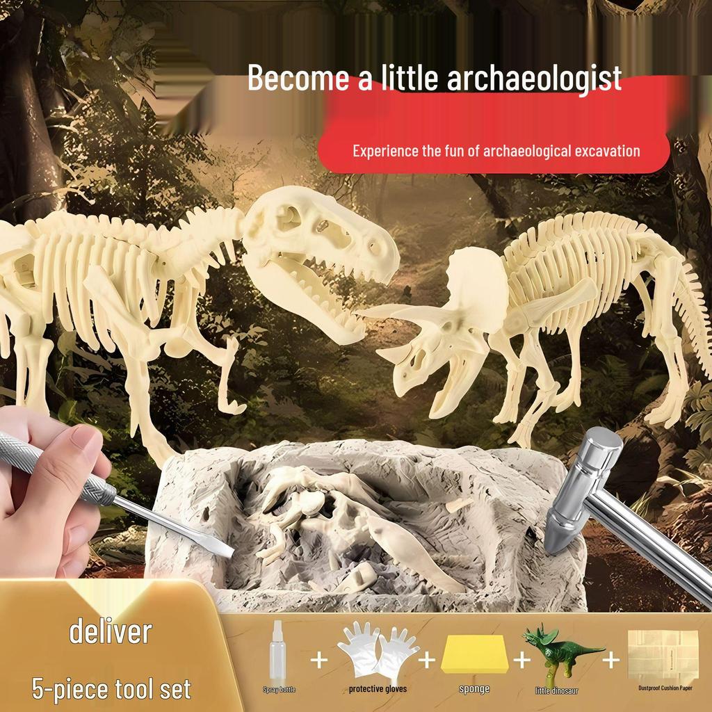 Dinosaur Fossil Excavation Toy - Gem and Skeleton Treasure Hunt for Kids