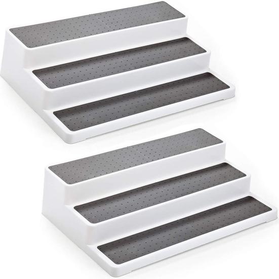Home Kitchen 3-tier Spice Salt Sugar Rack Step Shelf Cabinet Bottle Organizer