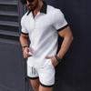 Set da Spiaggia da Uomo Camicia Casual a Blocchi di Colore Maniche Corte Pantaloncini