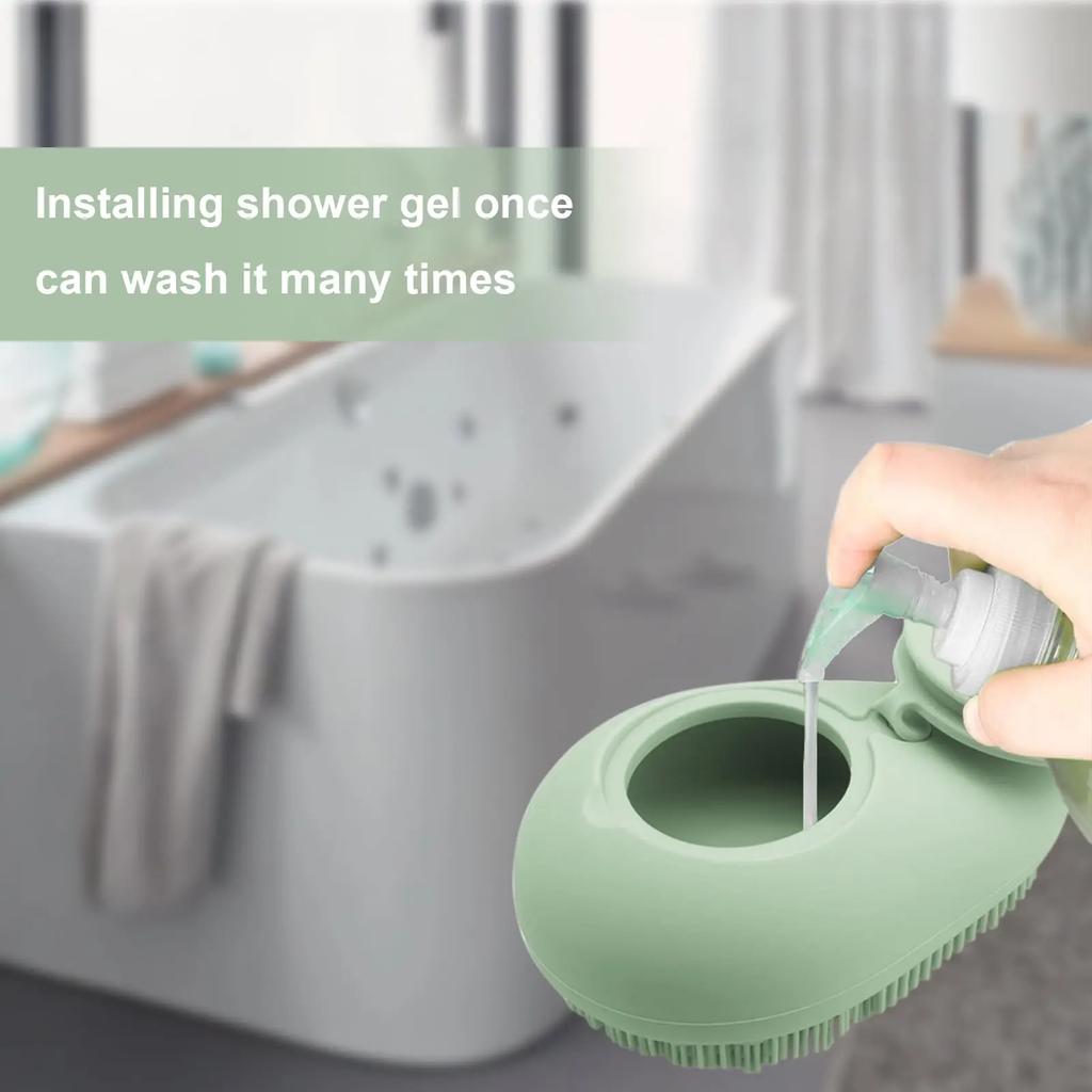 1 st Silikon Kroppsskrubb Exfolierande Kroppsskrubb Luffa Borste Påfyllningsbar Badborste Lätt Skummande Massageborste Badrum