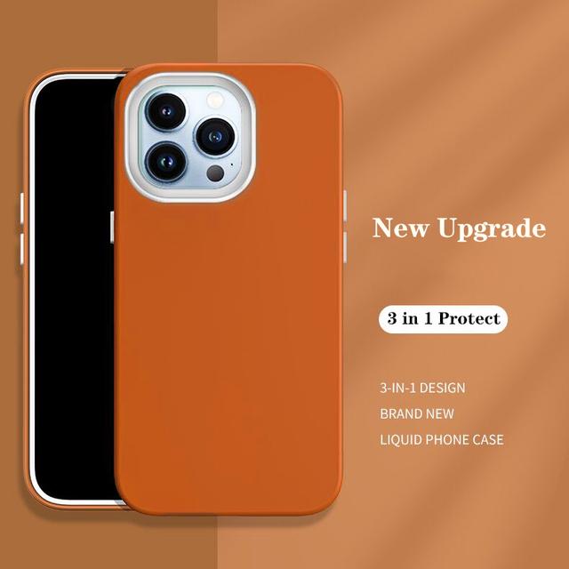 Original Liquid Silicone 3 In 1 Shockproof Armor Case For Iphone 12 13 Mini 11 Pro Xs Max X Xr Se3 7 8 6s Plus Se2 Soft Bumper