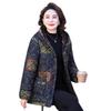 Floral Hooded Velvet Cotton Jacket for Middle-Aged & Elderly Women - Warm Winter Coat