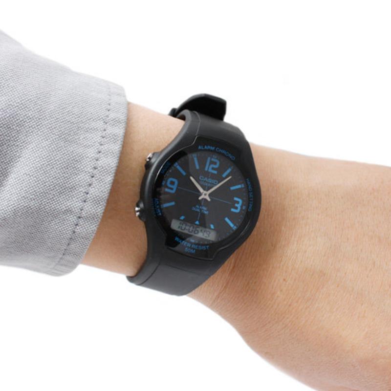Casio STANDARD Series Retro Classic Classic Pointer Dual Display Multi-Function Movement Quartz Movement Rubber Strap Japanese and Korean AW-90H-2B