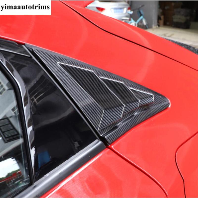 Rear Side Window Louvers Shutters Sunshade Air Panel Cover Trim For Honda Civic 2016 - ABS Carbon Fiber / Black Accessories