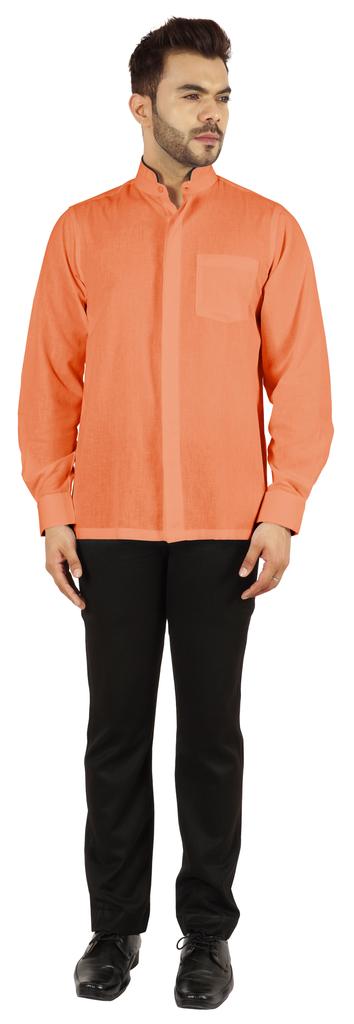 BestMan Pevná pánská košile s dlouhým rukávem pro přední čínský límec s dvojitým knoflíkem