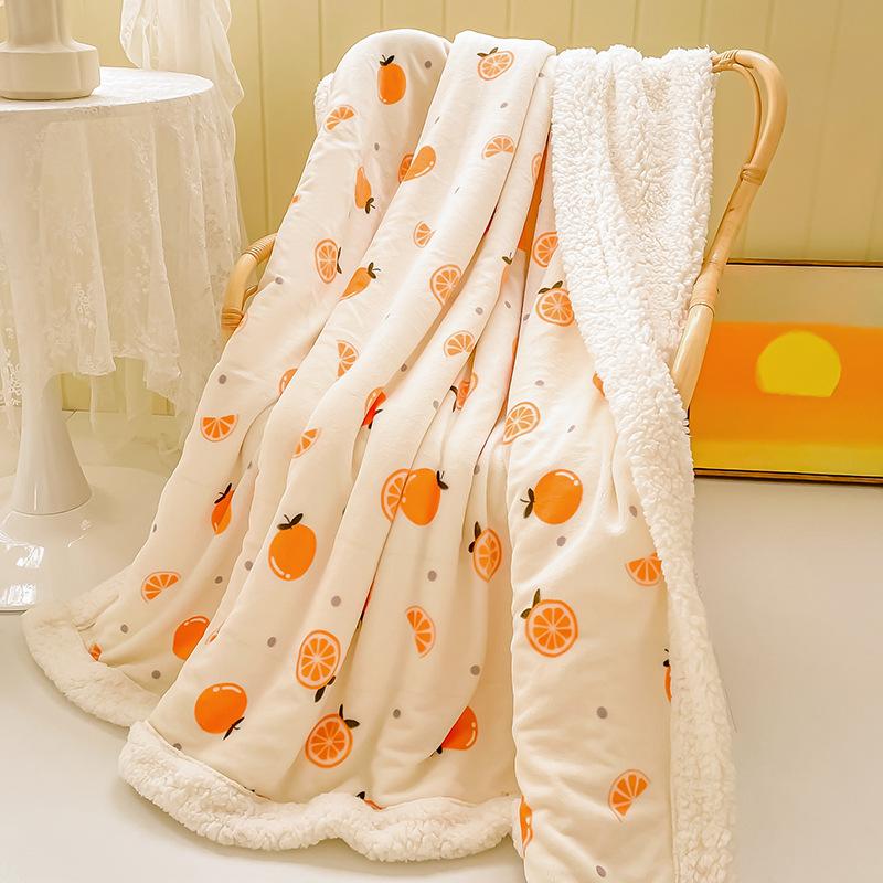 Spring and Autumn Milk Velvet Blanket  Lamb Cashmere Flannel Cartoon Blanket Bed Single Student Dormitory Coral Velvet Quilt