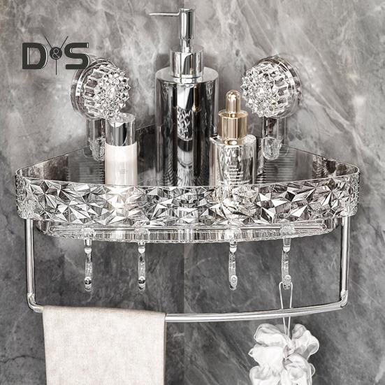 Suction Cup Corner Wall Shelf Storage Rack Strong Load-bearing Large Capacity Easy To Install Heavy-Duty Shower Organizer Shelf