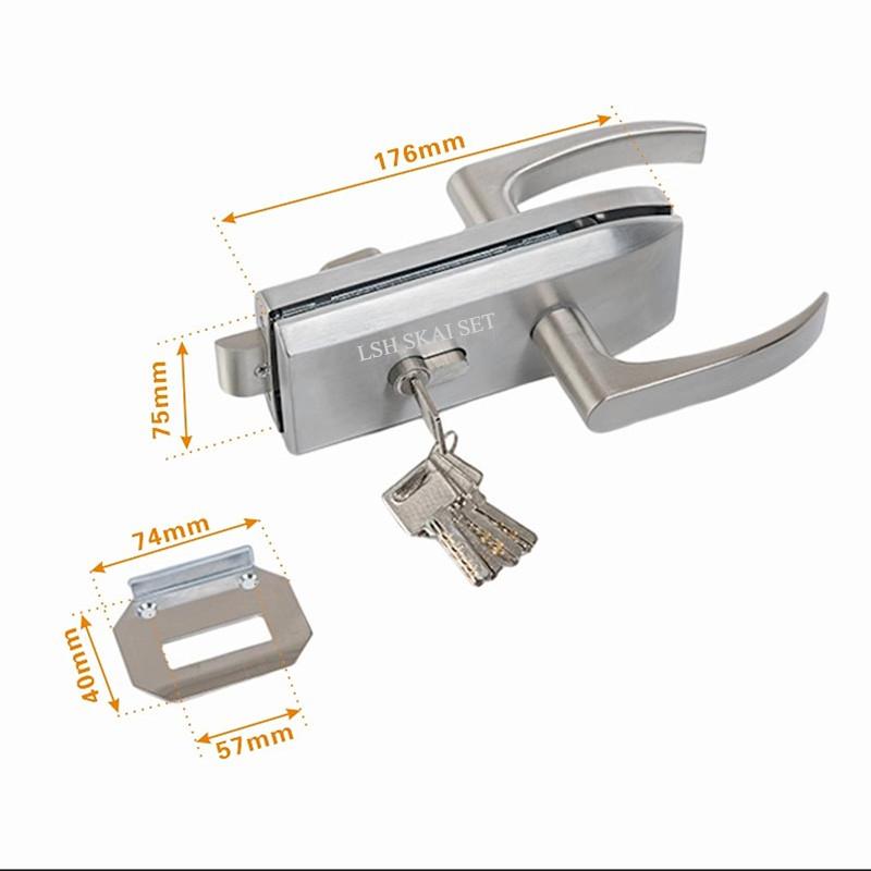 Büro Glastürschloss Badezimmer Edelstahl Griff Türschloss Schlafzimmer Balkon Glastür Lockset Home Security Hardware