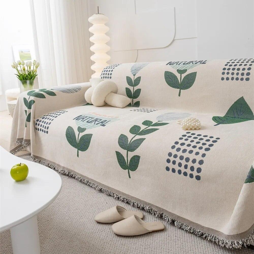 Мягкие диванные полотенца с весенним геометрическим узором — фото 7