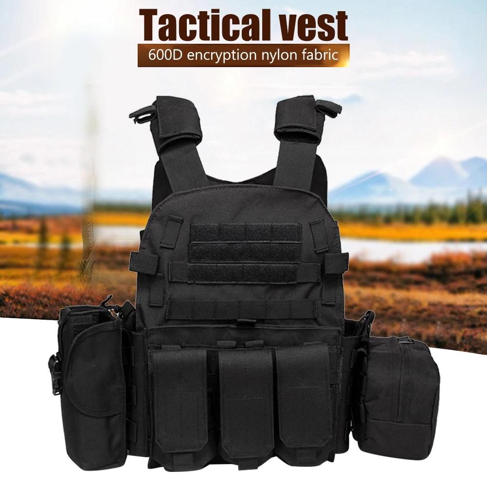Camouflage Nylon Tactical Vest, Military Body Armor, Plate Carrier, Outdoor Airsoft Equipment with MOLLE, Combat Vest