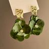 Vintage Acrylic Flower Petal Pendant Earrings For Women Exquisite Alloy Flower Dangle Earrings Casual Party Jewelry Gifts