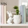 Mini Flowerpot 3D Printed Bunny Hugging Succulents Planter, Cute Rabbit Flower Pot with Embossed Desktop Floral Body, Desk Decor for Office