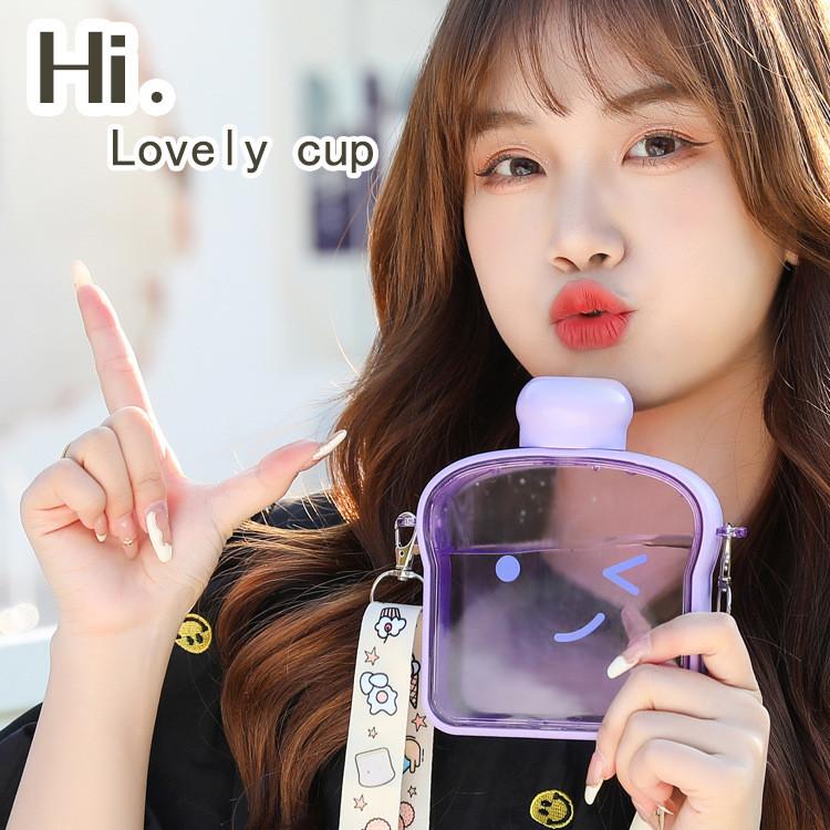 

Portable Pc Sealed Leakproof Water Bottle With Strap For Students And Office Use фиолетовый