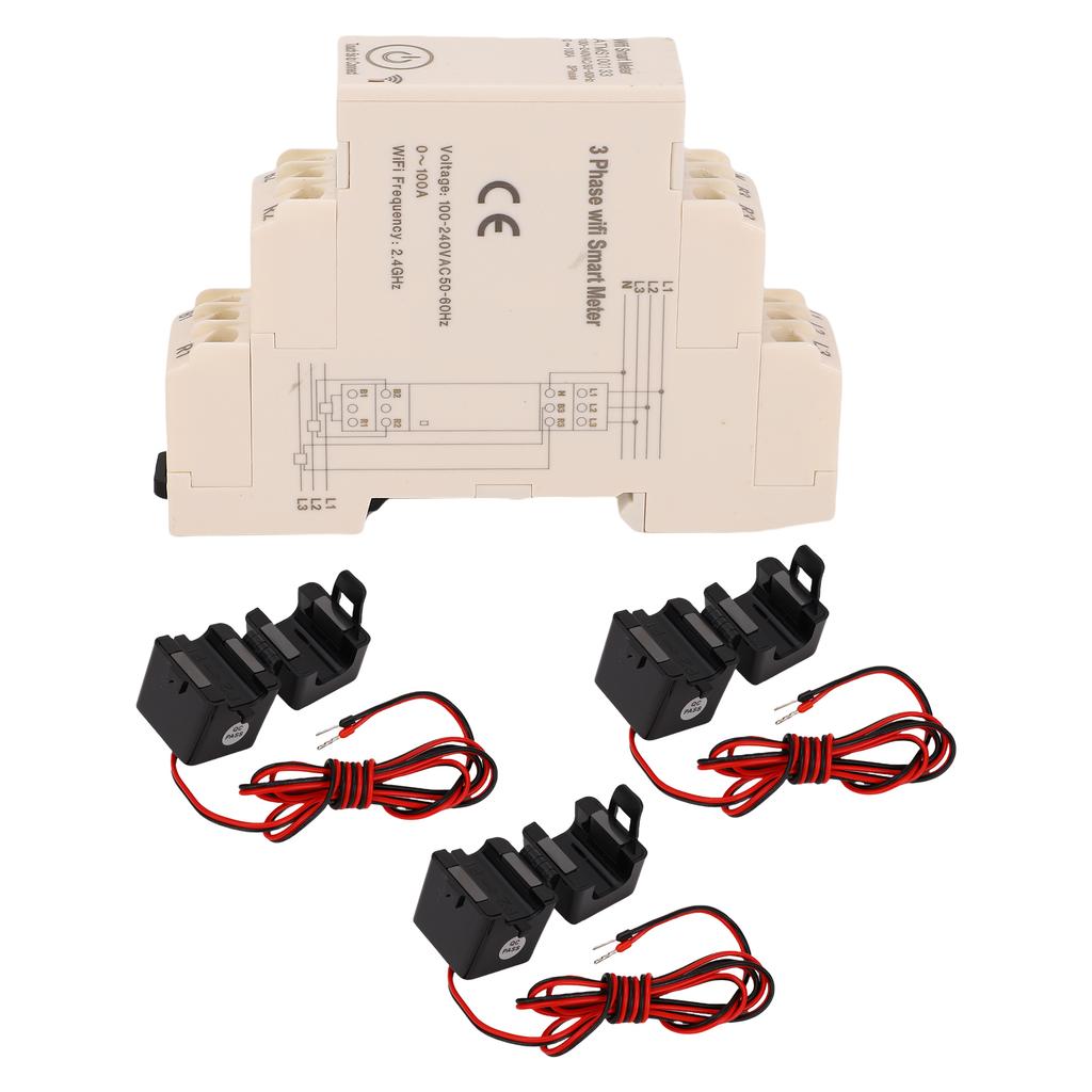 Smart WiFi Energy Meter 0100A 3 Phase APP Remote Control Smart Electricity Meter with 3Pcs 100A