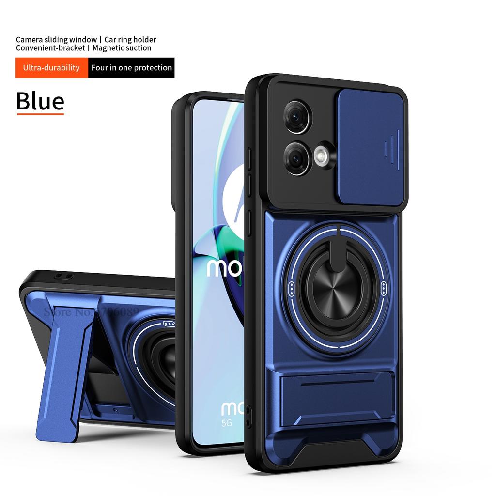 Armor Case For Motorola Edge 50 Fusion Case Shockproof Slide Lens Protector Phone Cover For Moto Edge 50 Fusion Case With Ring
