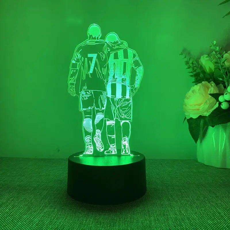 Светильник Роналду и Месси футболист 3d-лампа ночник Ronaldo Messi акрил 19,8 см