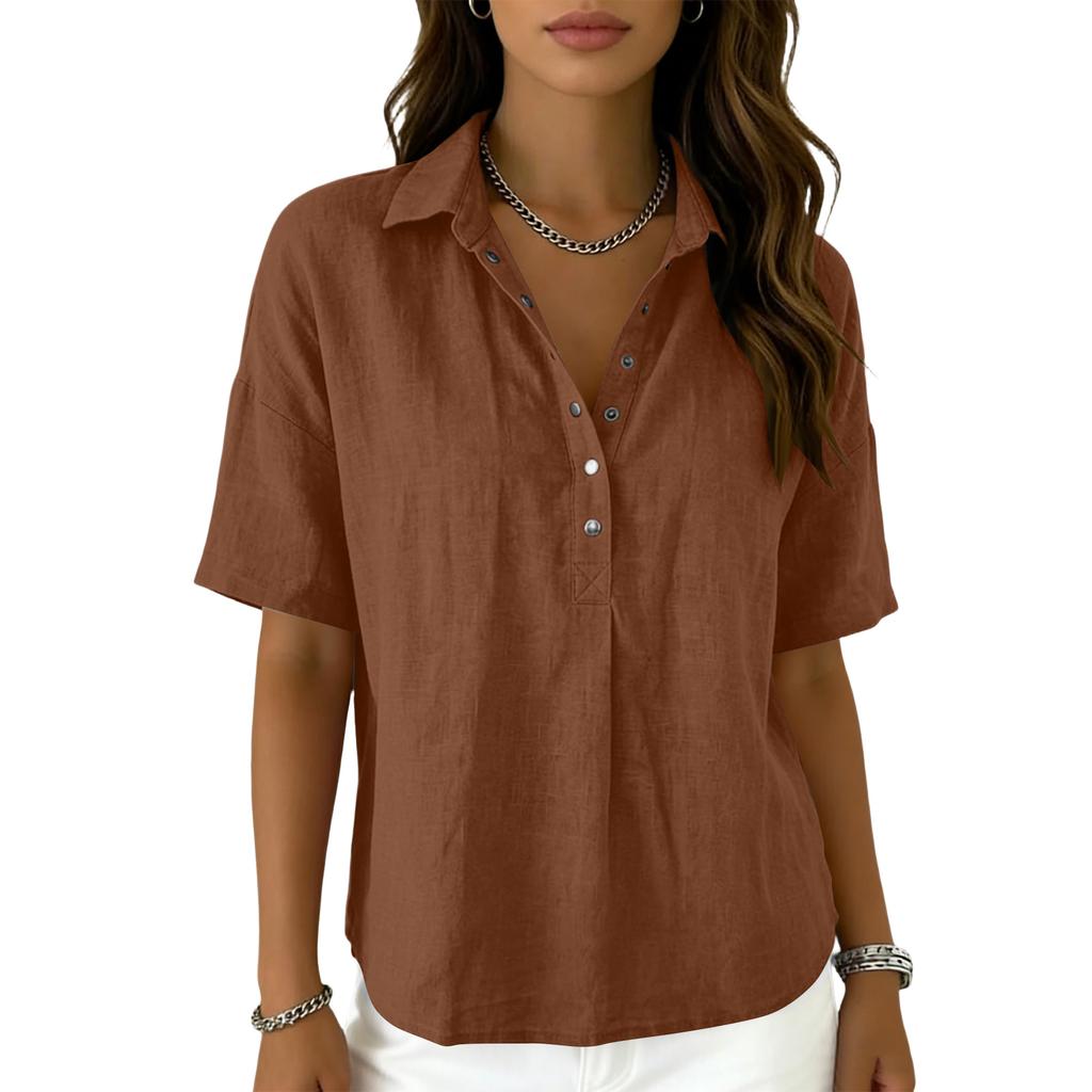 Womens Spring Tops Casual Button Down Blouse Summer Shirts for Women Loose Fit Lightweight Womens Summer Shirts
