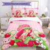 3pcs Princess Strawberry7 Design Cover Set - HD Printed Bedding with 1 Cover and 2 Pillowcases - Perfect for Home and Dorm Decor