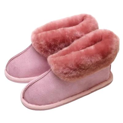 [Marukura] Mouton's Warm Sheepskin Room Shoes, Boot Type, High-Cut, Australian Natural Sheep Wool, Men's & Women's (Rose, Large)