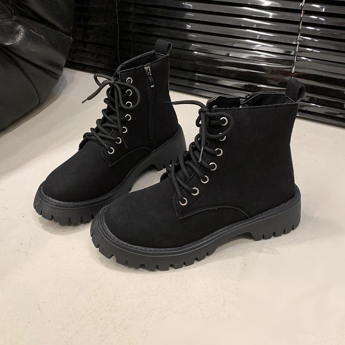 

Fashion Women Boots Genuine Leather Platform Boots Motorcycle Shoes Front Zipper Optical Soles Fashion Sexy Punk Men Winter Boots 35-43 43 чёрный