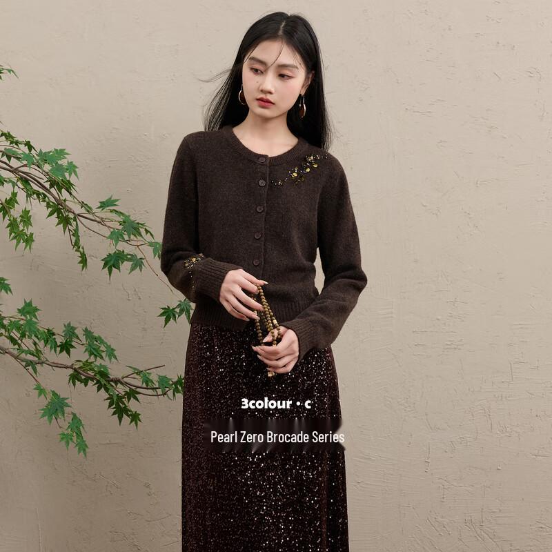 

Sancai Women s Sequin Knit Cardigan Sweater M