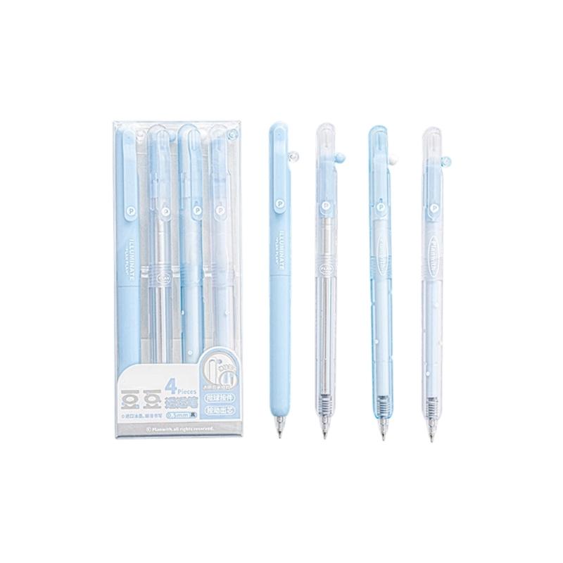 

4PCS Plastic Gel Inks Pen Retractable Gel Pen Ergonomic Grip 0.5MM Fine Point Black Inks for Office School Supplies синій