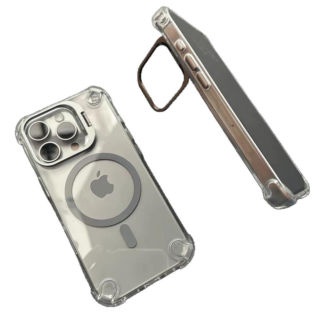 Metal Stand Anti-fall Magnetic Phone Case for Apple 17PROMAX New Magnetic Metal Stand Hard Case