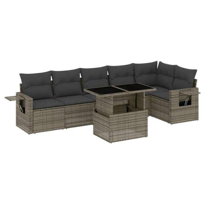 VidaXL Garden Lounge Set with Cushions 7 Pcs Grey Braided Resin 3267920