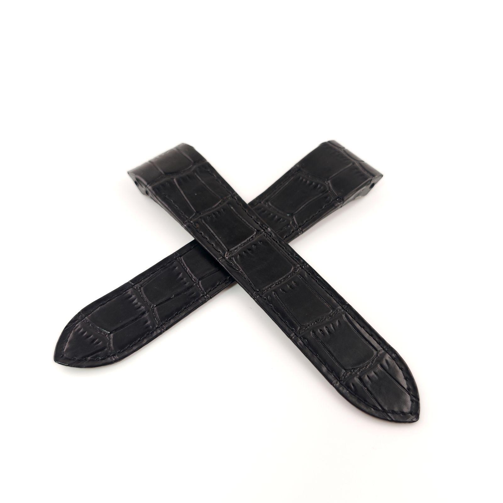 Used 23mm watch leather strap black [Compatible with] Cartier Santos 100 LM Cartier
