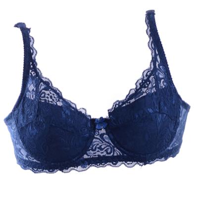 Ropa interior sexy de encaje ultrafino para mujer, decoración de lazo, transpirable con sujetador push-up en forma de V profundo