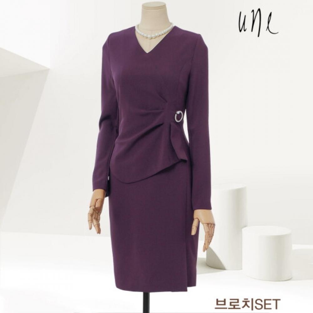 Win Brooch Set Asymmetrical Peplum Dress