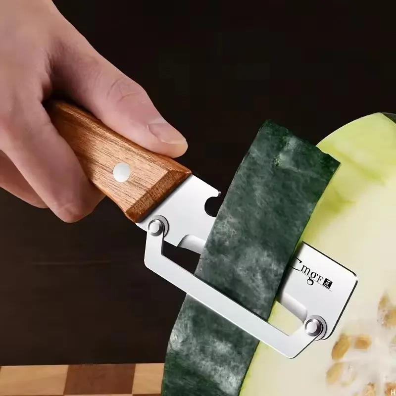 Stainless Steel Peeler Multi-Function Kitchen-Specific Peeler for Slicing Fruits and Vegetables with Wooden/ Steel Handle7