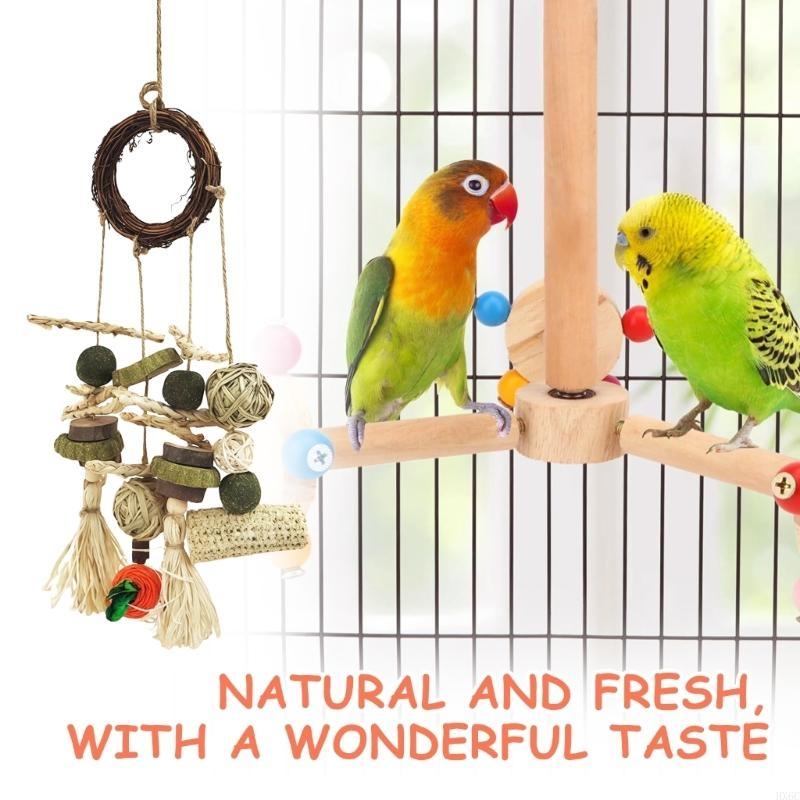 Holz-Knabberschnurspielzeug für Kaninchen Hamster Mentale Stimulation Papageien Sicher Natürliches Käfig-Mahlspielzeug Haustierbedarf HX6C
