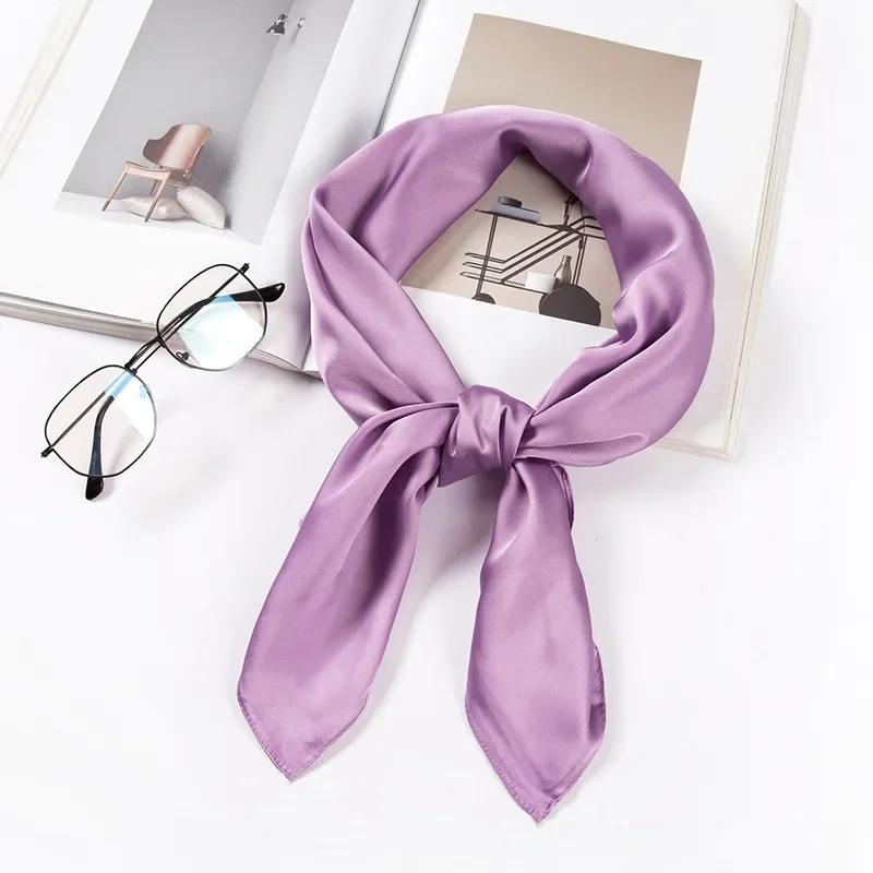 Satin Scarf Women 70cm Solid Color Smooth Surface Head Scarves Square Fashion Neck Accessories For Ladies Bag Scarf Wholesale