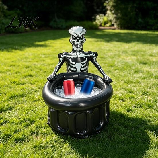 Snack And Candy Storage Bucket Inflatable Skull Ice Bucket, Halloween Party Drink Tub, Skeleton Waterproof Beer Cooler for Decor, Beverage Outdoor