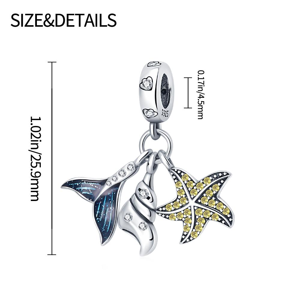 Original Charms  Copper Fish Tailshell Starfish Beads Fit Charms Plata  Bracelets For Women Women Jewelry Making Diy
