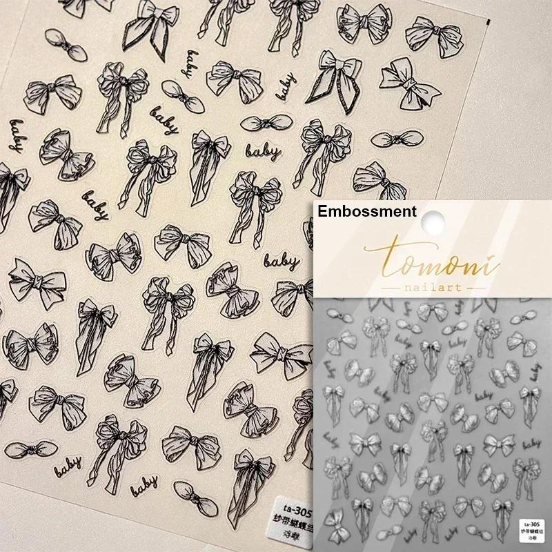 5D Sparkle Clear Diamonds Colorful Thin Little Bow Tie Bowknot Adhesive Nail Art Stickers Decals Manicure Ornaments Suppliers