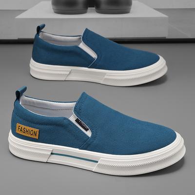 Comfortable And Breathable Canvas Round Head Casual Daily Fashion Trend Foot Cover Solid Color Platform Men'S Board Shoes