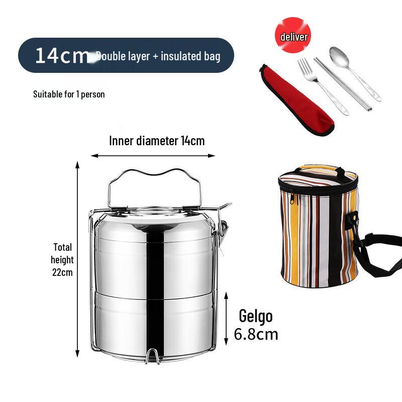 304 Stainless Steel 2-Layer Insulated Lunch Box