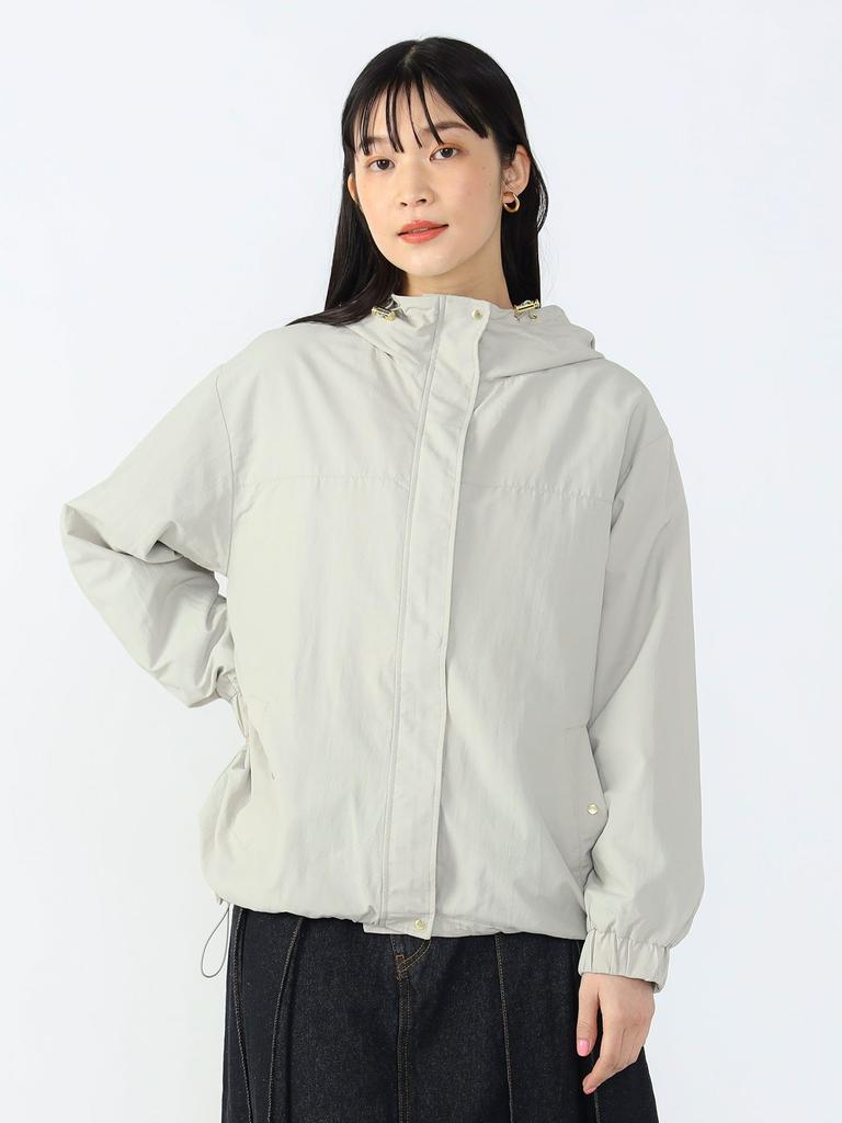 Beams Heart Light Grey Nylon Hoodie Blouson Women's (Sizes S-M)