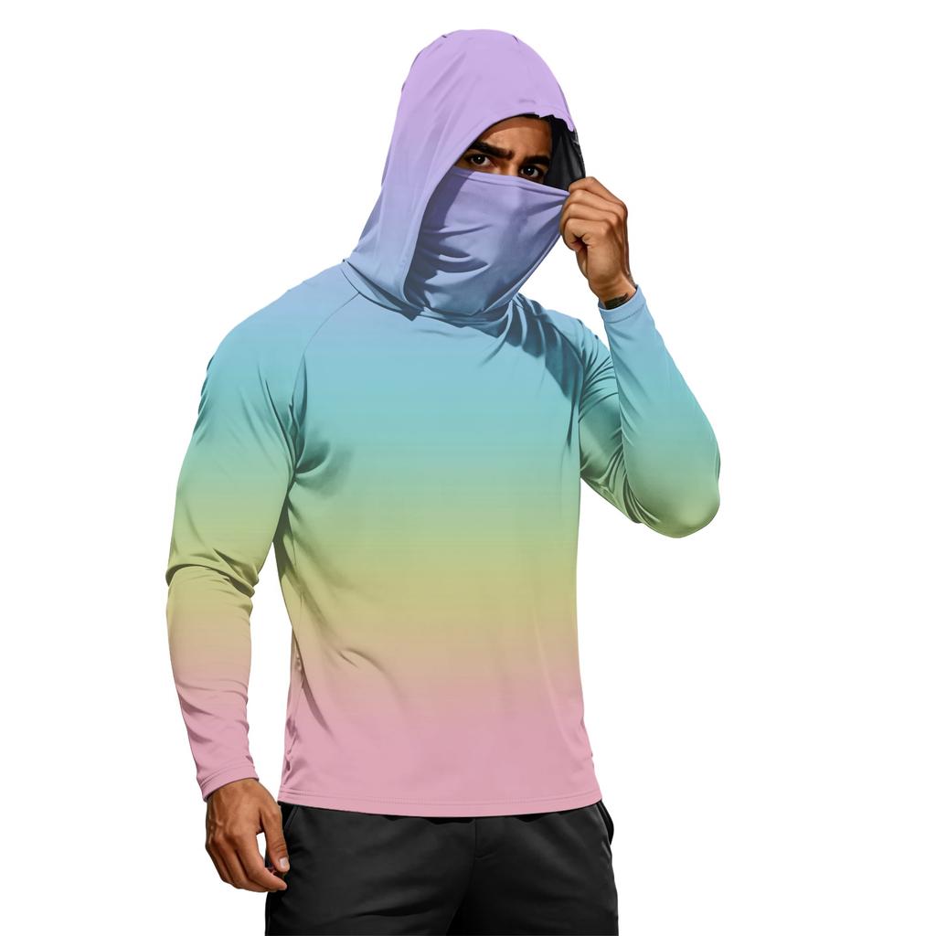 Herren Sommer Langarm Hoodie UPF50+ Sonnenschutz Schnelltrocknend Fitness Sportshirt Leicht Atmungsaktiv Outdoor Activewear